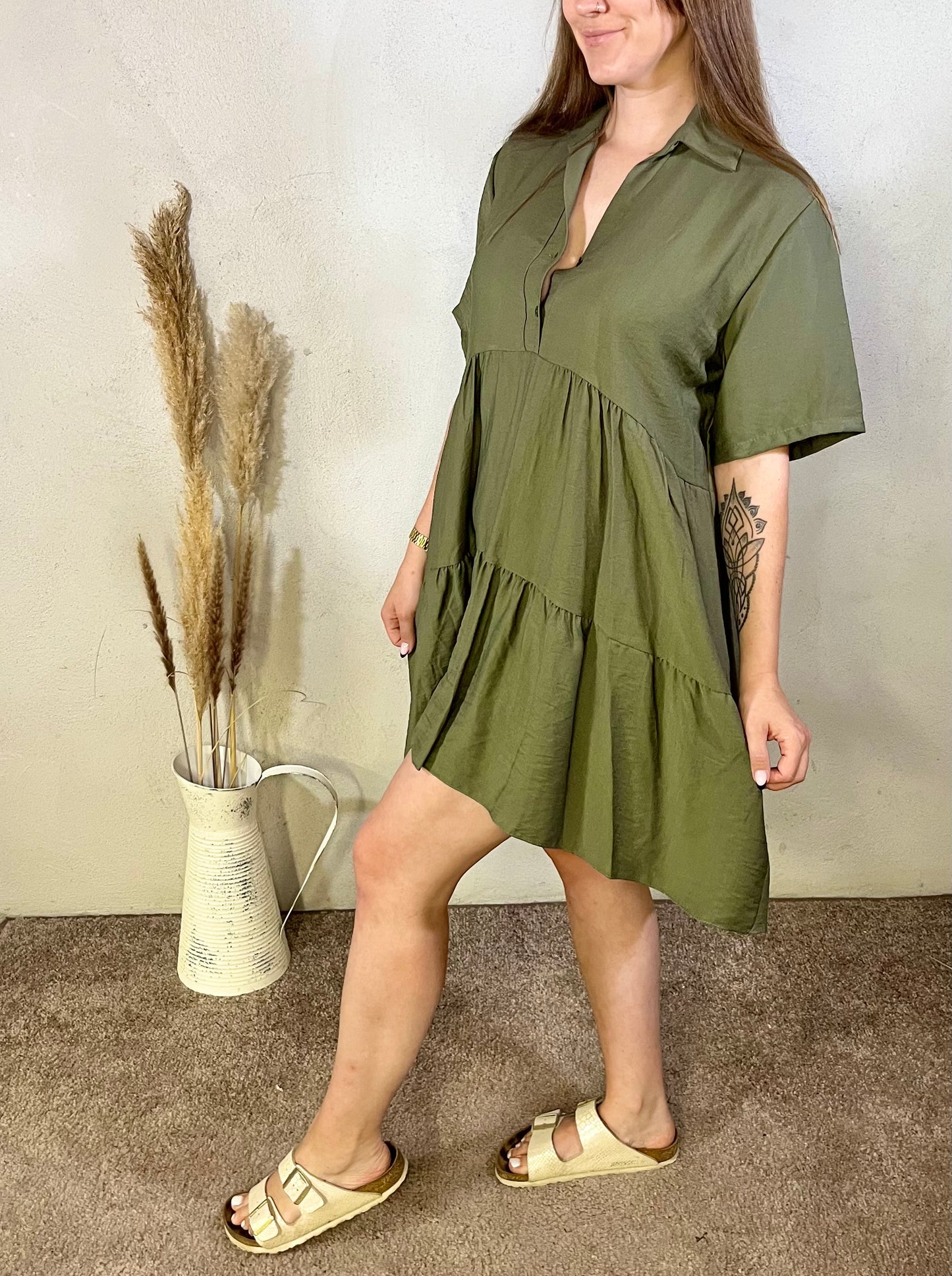 Blusenkleid in Khaki
