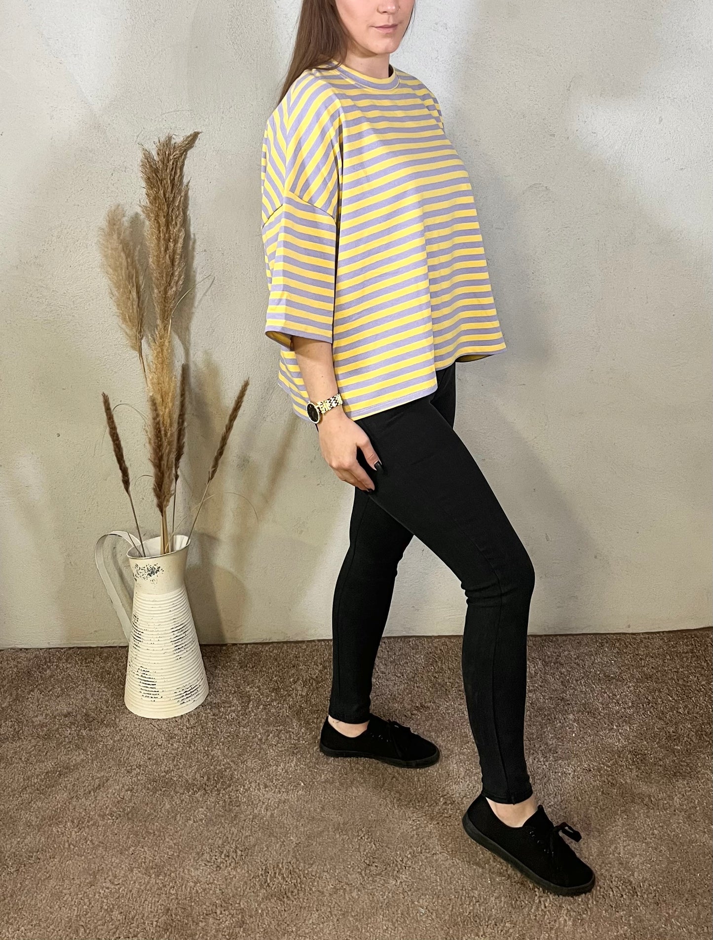 Onesize Shirt - striped in lilac/yellow