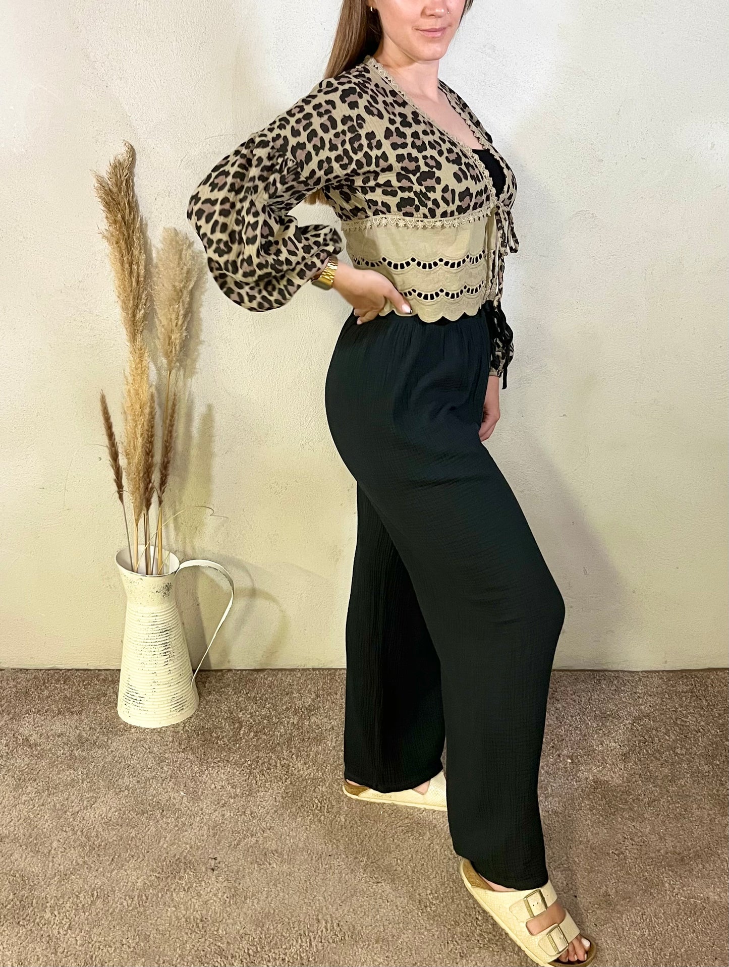 Musselin Hose in Schwarz