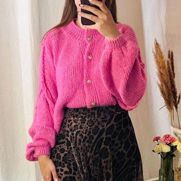 Oversize Strickjacke in Rosa