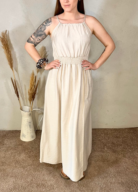 Langes Sommerkleid in Beige