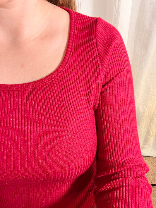 Basic Shirt glänzend in Rot