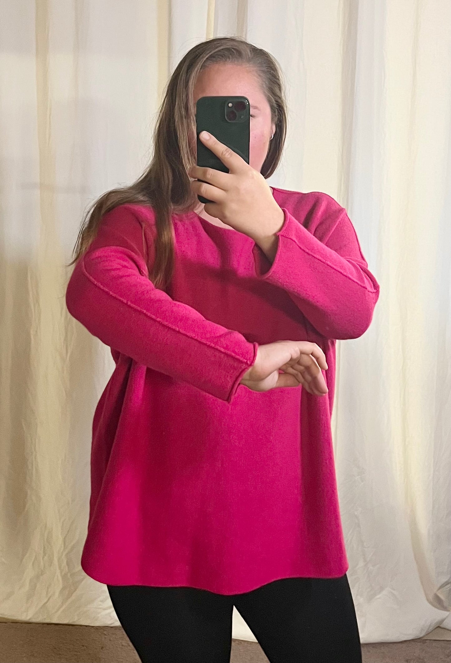 Oversize Strickpullover in Fuchsia