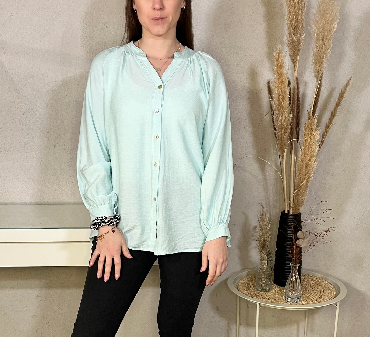 Crepe Bluse in Wassergrün