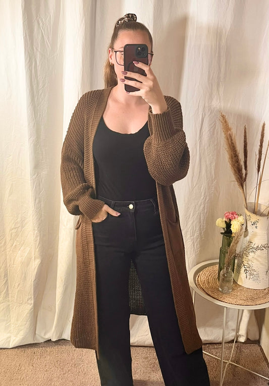 One-size cardigan in dark brown