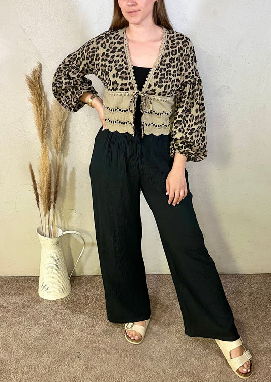 Cardigan aus Musselin in Leo