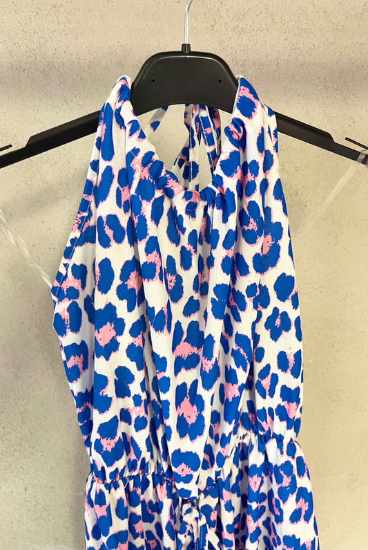 Einteiler Leo in Blau / Rosa