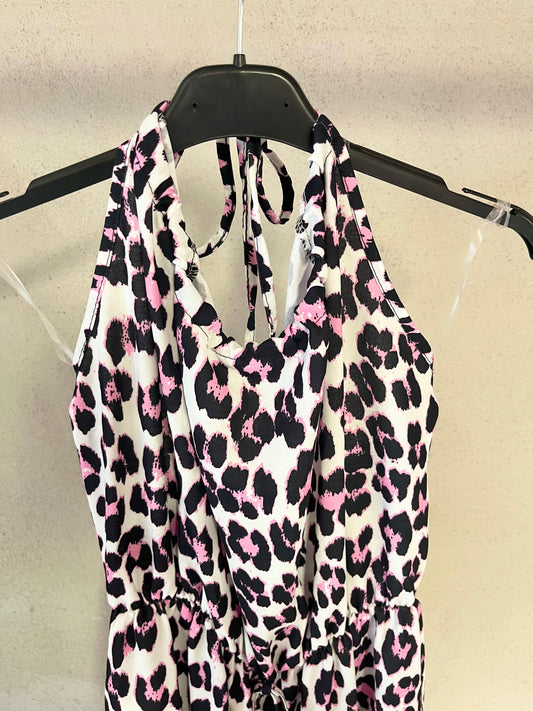 Einteiler Leo in Schwarz / Rosa