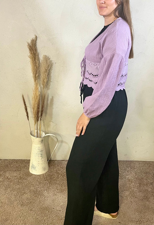 Cardigan aus Musselin in Flieder