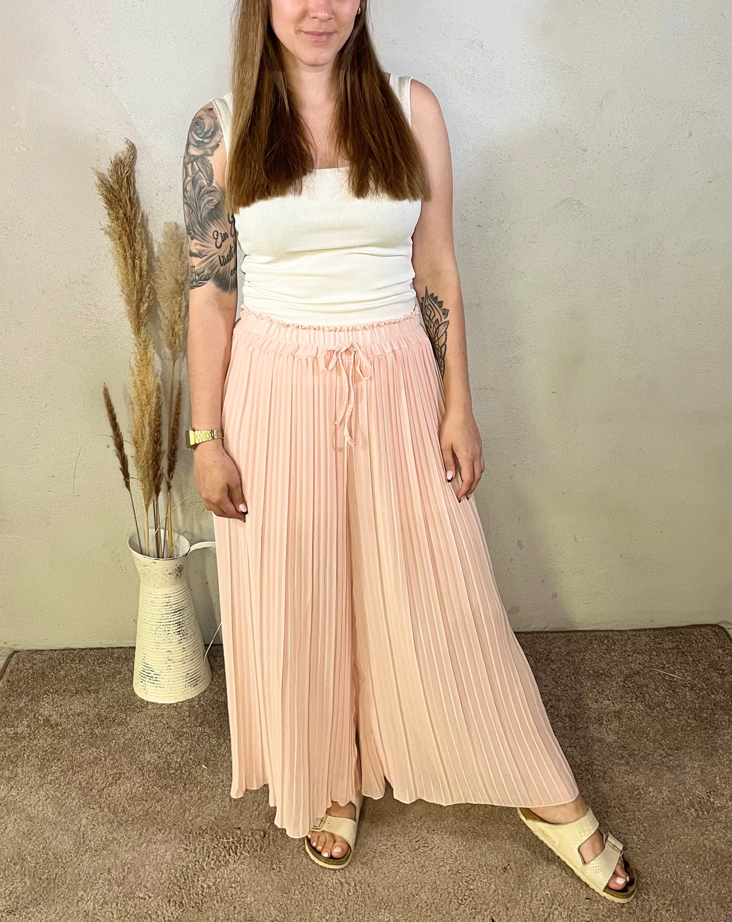 Plissee Hose in Rosa
