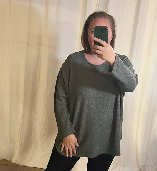 Oversize Strickpullover in Khaki