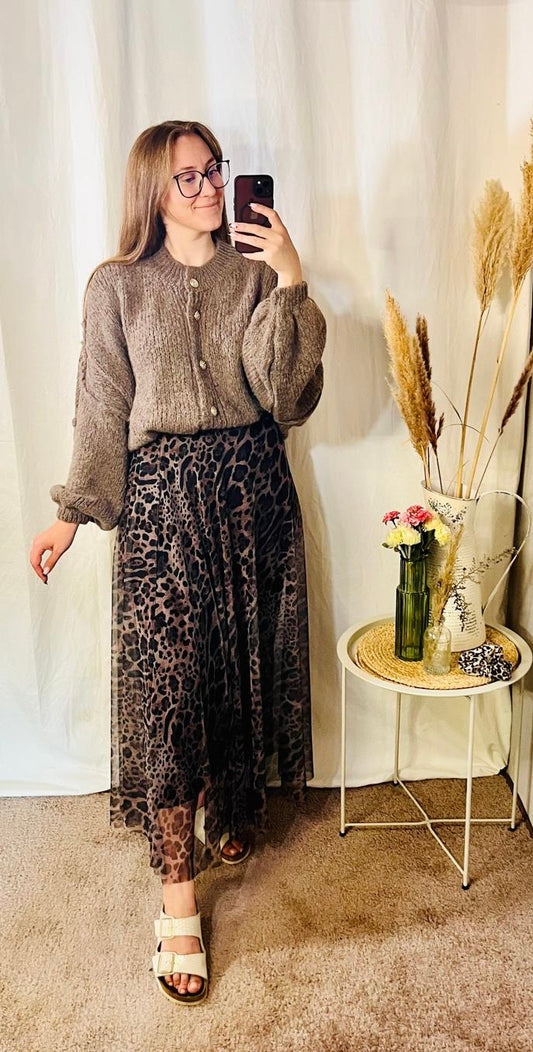 Oversize Strickjacke in Taupe