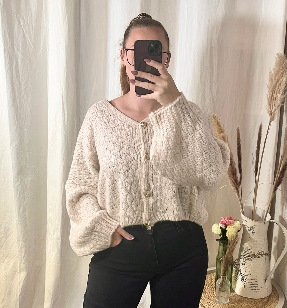 Oversize Cardigan in Beige