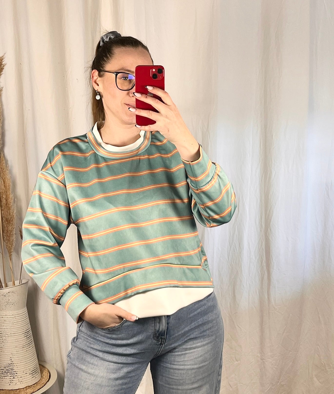 Butterstoffpullover Streifen (verschiedene Farben)