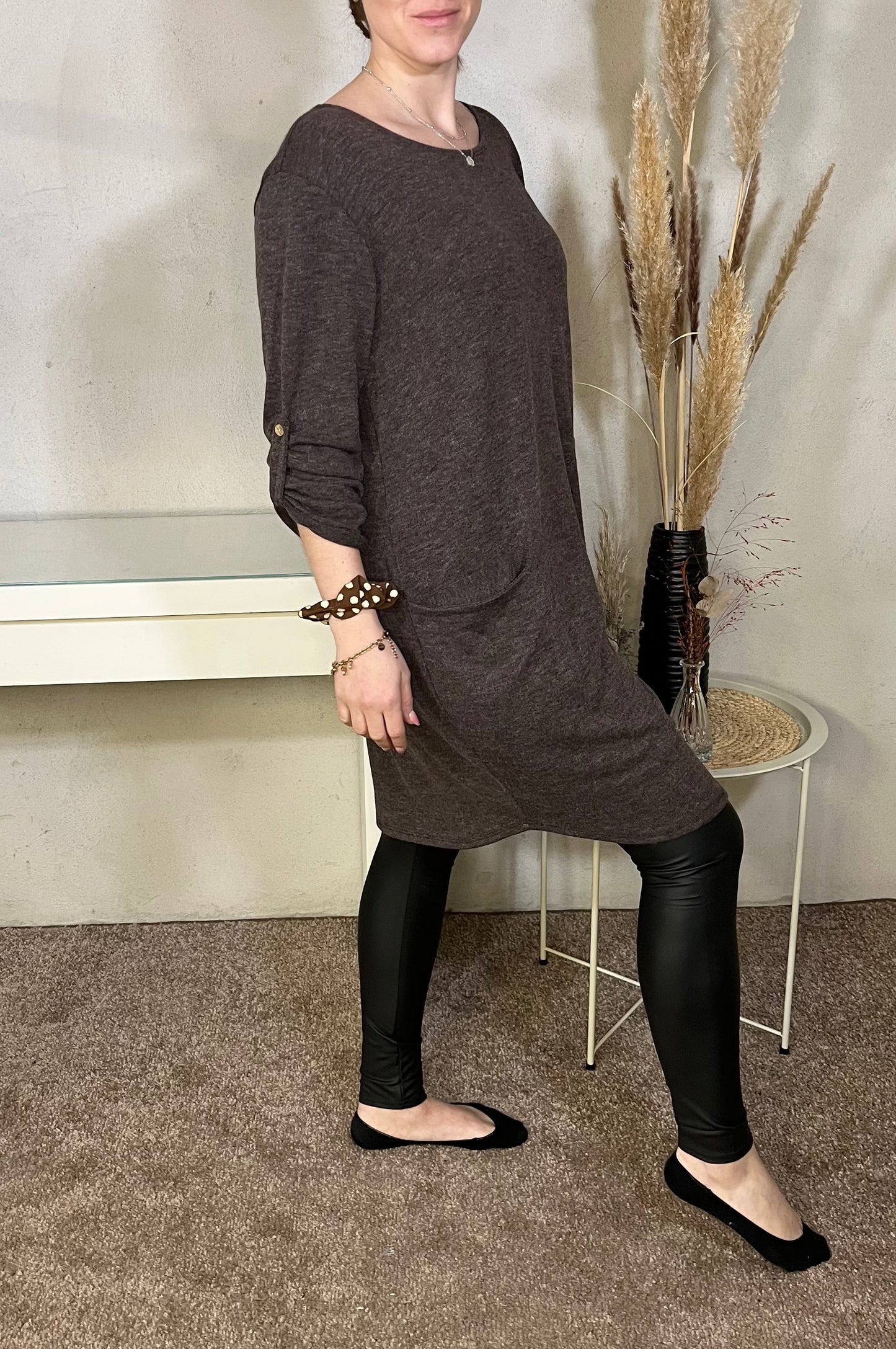 Pulloverkleid in Braun