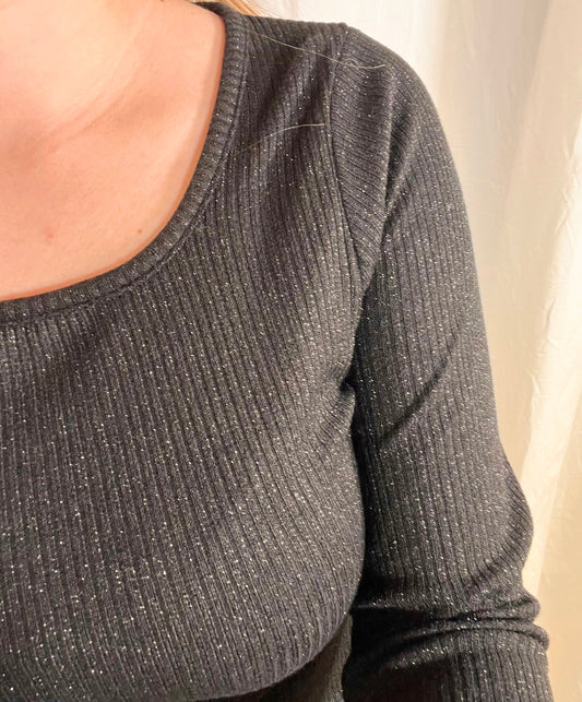 Basic Shirt glänzend in Schwarz