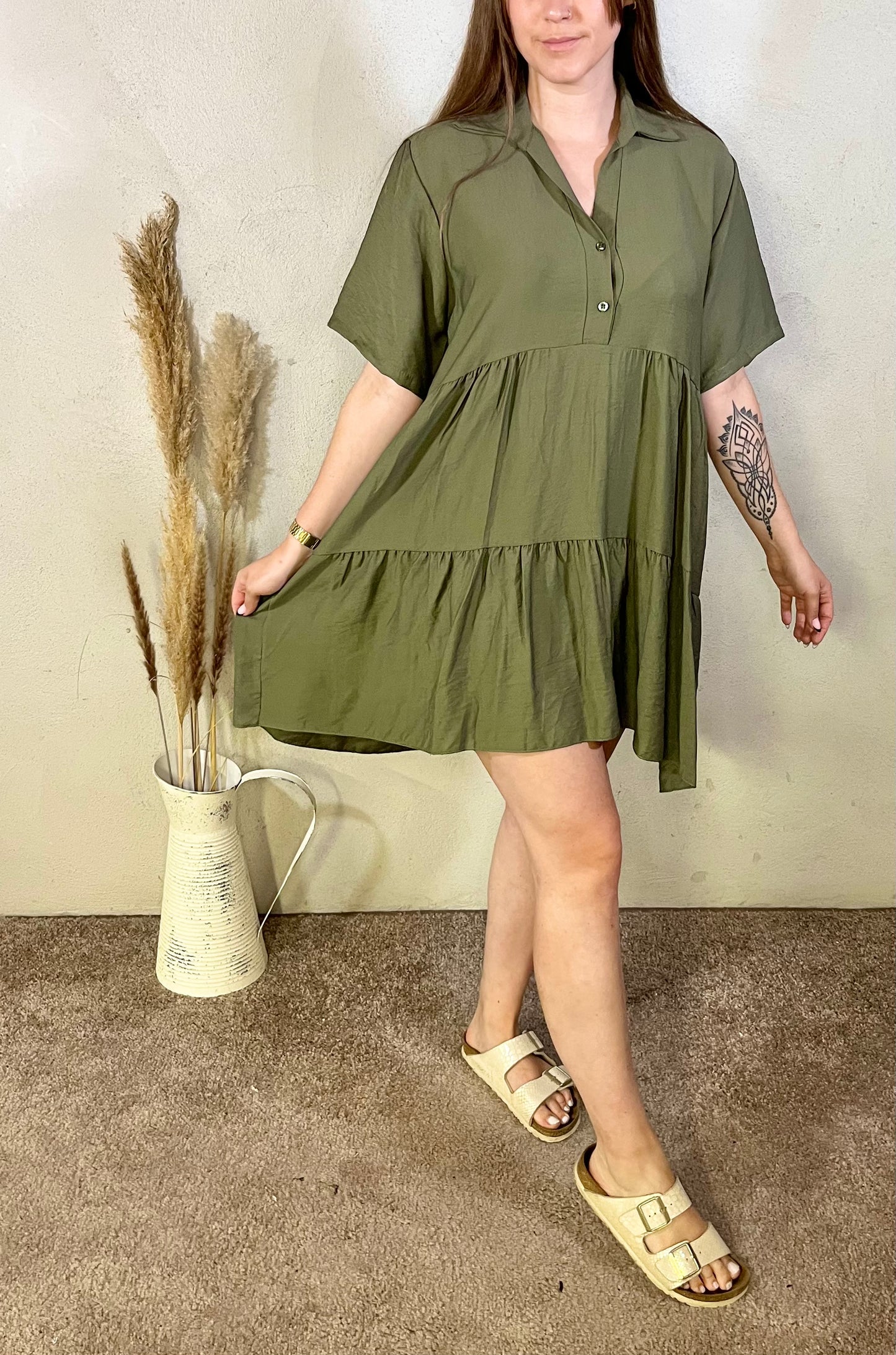 Blusenkleid in Khaki