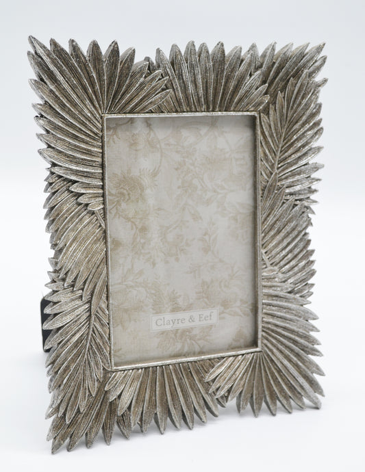 Cadre photo feuilles, argent