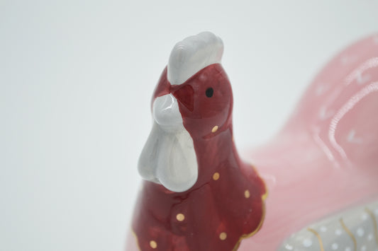 Huhn aus Keramik in Pink/Rosa