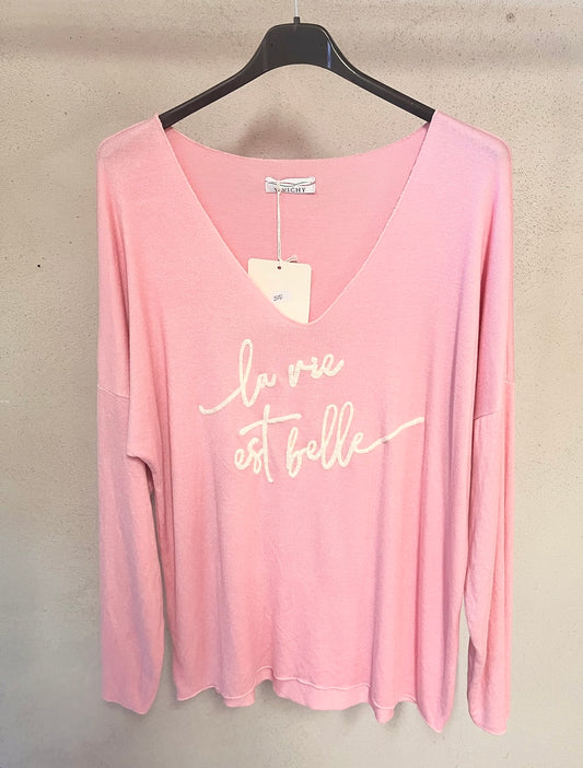 Onesize feiner Pullover in Rosa