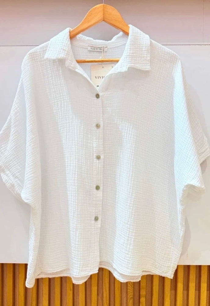 Musselinbluse Uni, kurz Arm