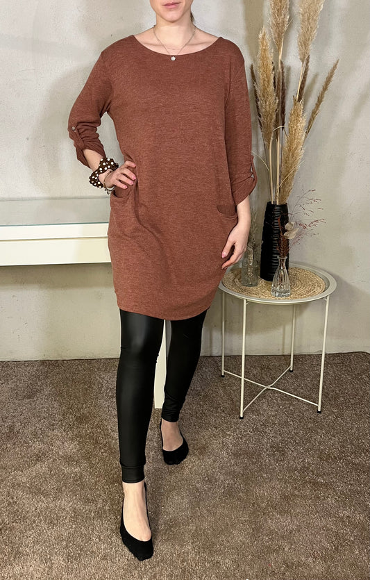 Pulloverkleid in Terrakotta