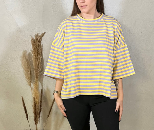 Onesize Shirt - striped in lilac/yellow