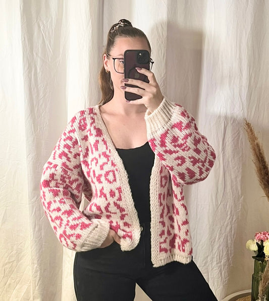 Wollcardigan Leo in Fuchsia - Onesize