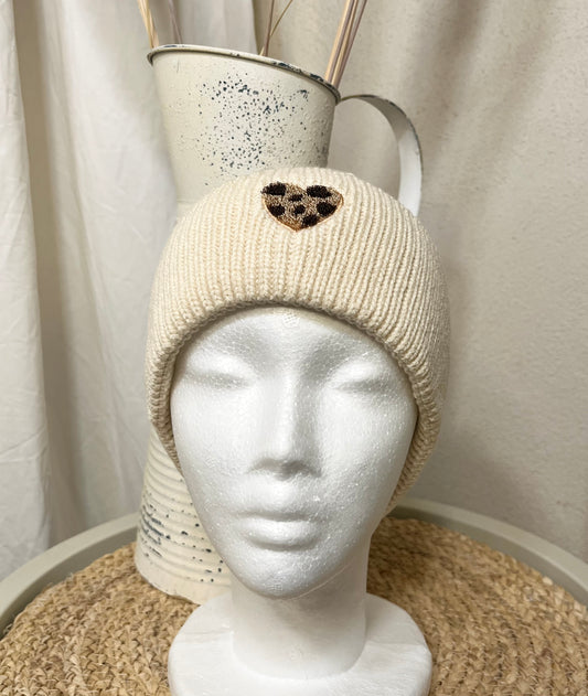 Fleece Mütze Herz gefüttert (verschiedene Farben)