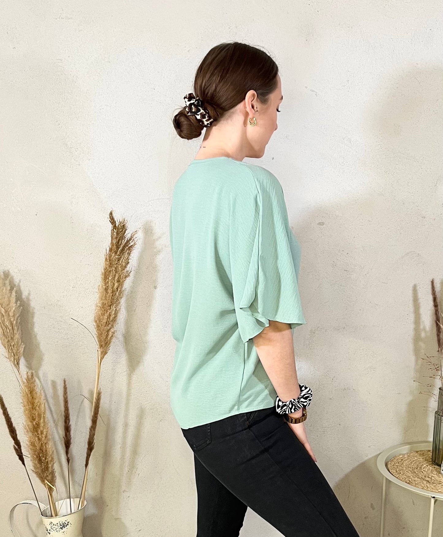 Cardigan Bluse in Wassergrün