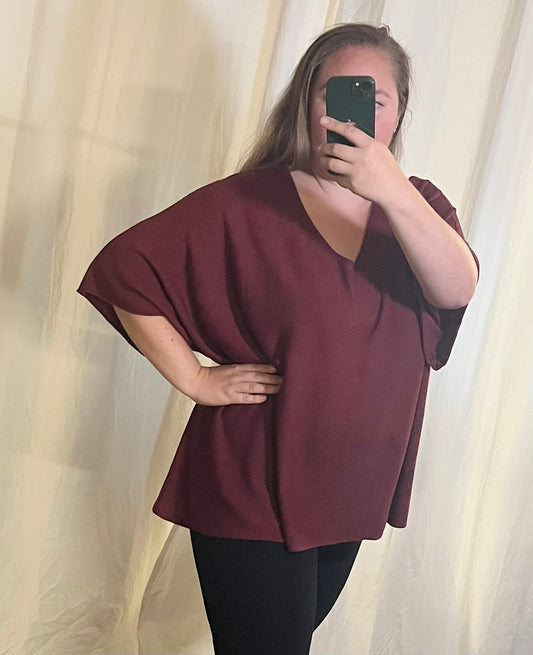 Oversize Feinstrickpullover in Burgundarrot
