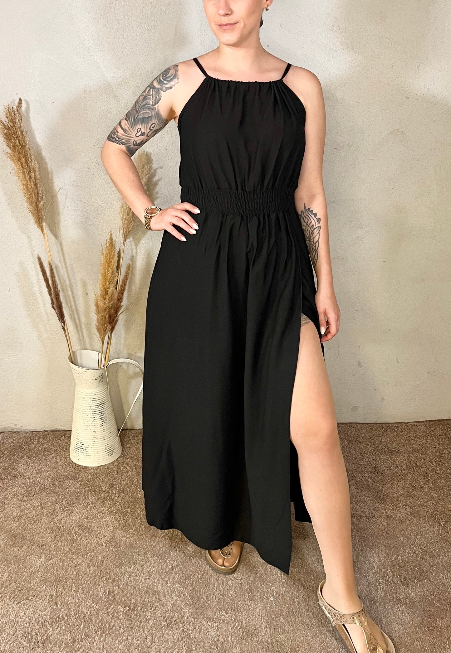 Langes Sommerkleid in Schwarz