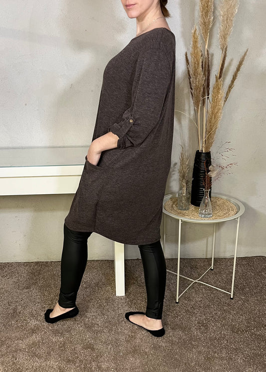 Pulloverkleid in Braun
