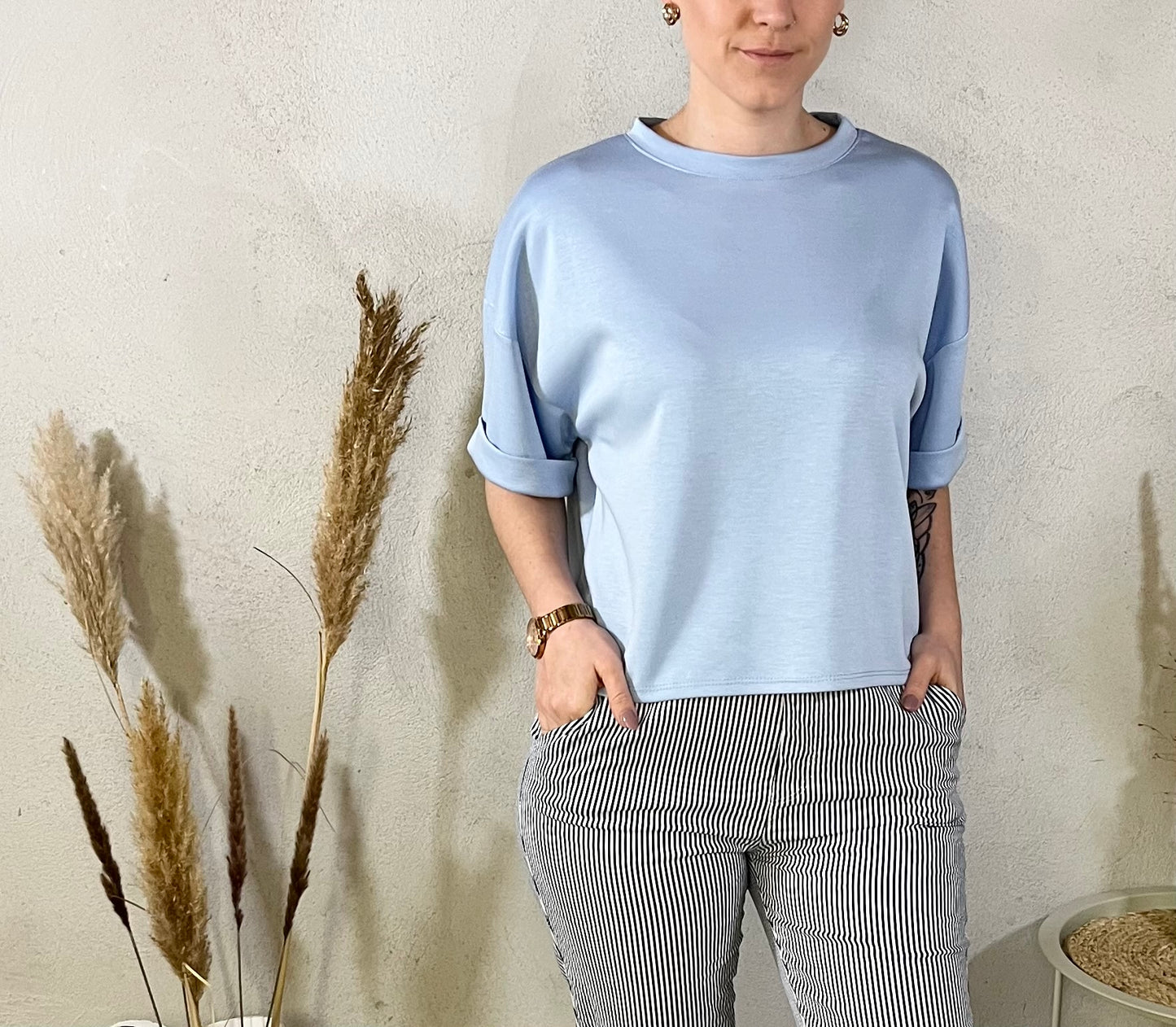 Oversize Shirt - Basic in Blau