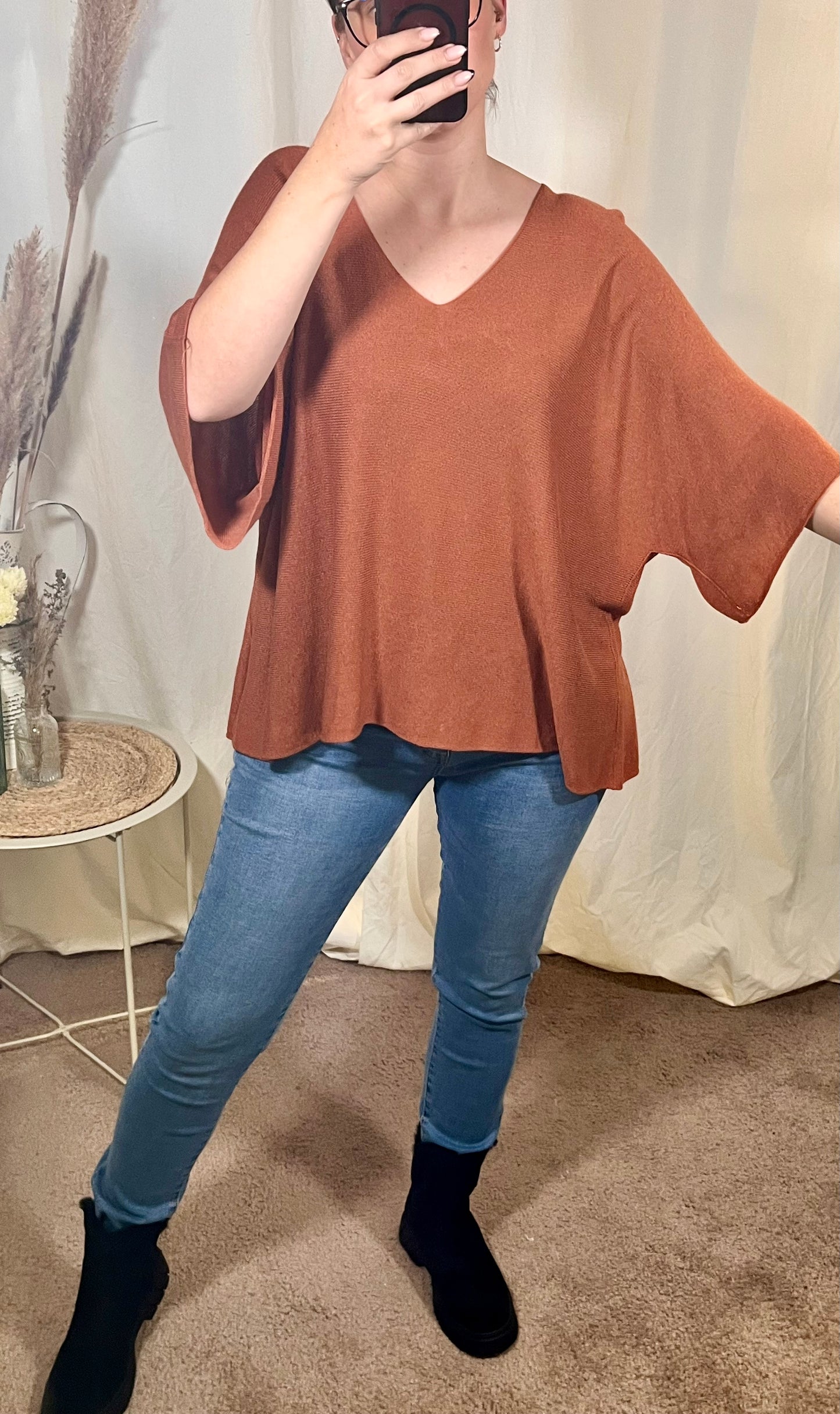 Oversize Feinstrickpullover in Orange