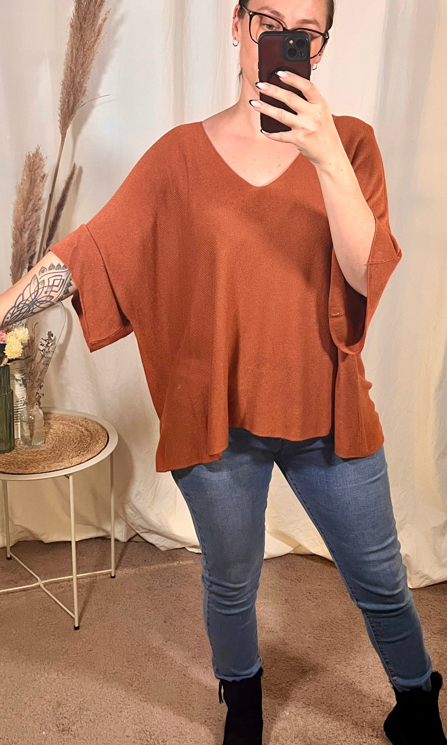 Oversize Feinstrickpullover in Orange