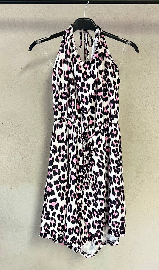 Einteiler Leo in Schwarz / Rosa