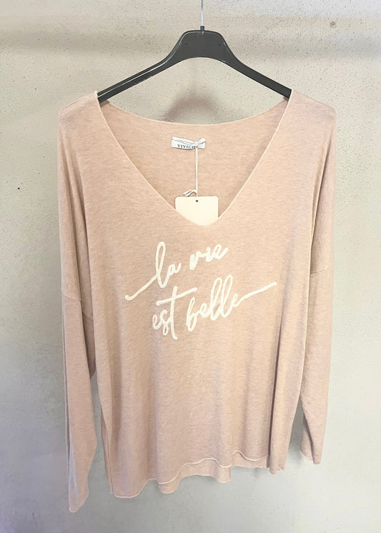 Onesize feiner Pullover in Taupe