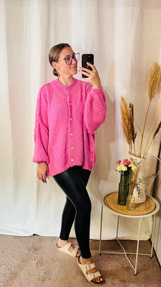 Oversize Strickjacke in Rosa