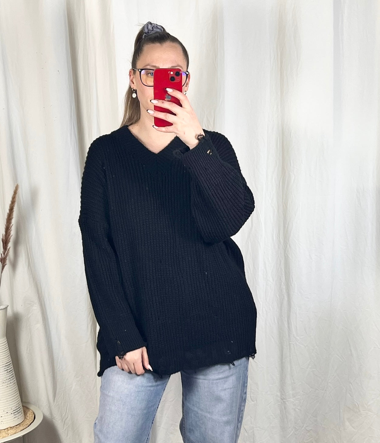 Strickpullover zerrissen (verschiedene Farben)