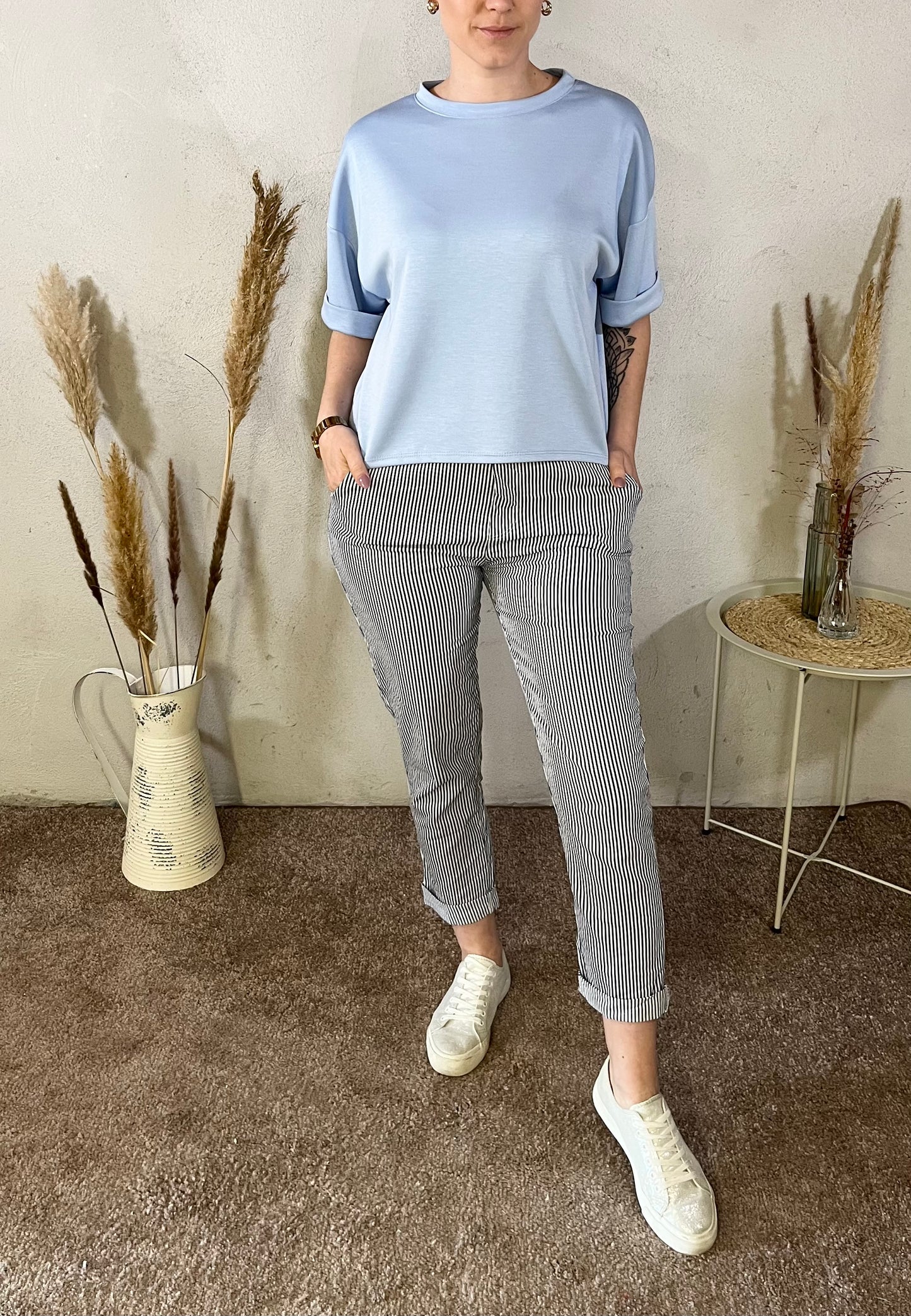 Oversize Shirt - Basic in Blau