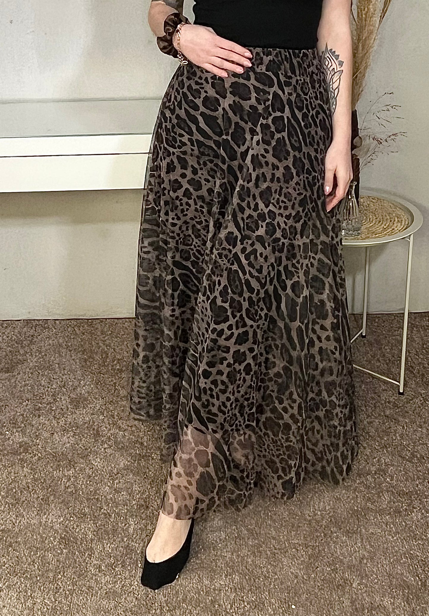 Leopard tulle skirt