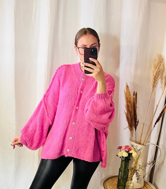 Oversize Strickjacke in Rosa