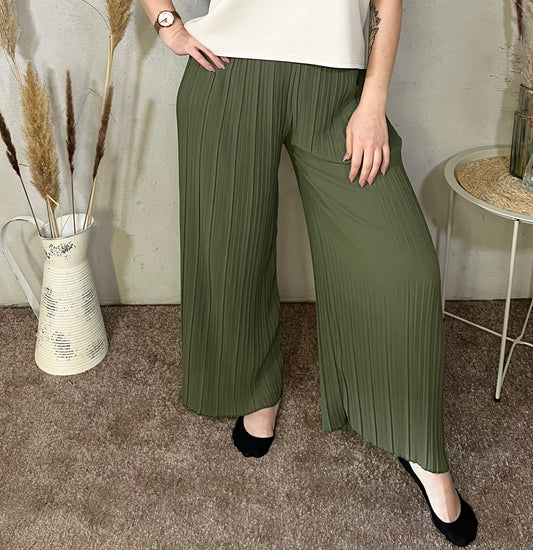 Plissee Hose in Khaki