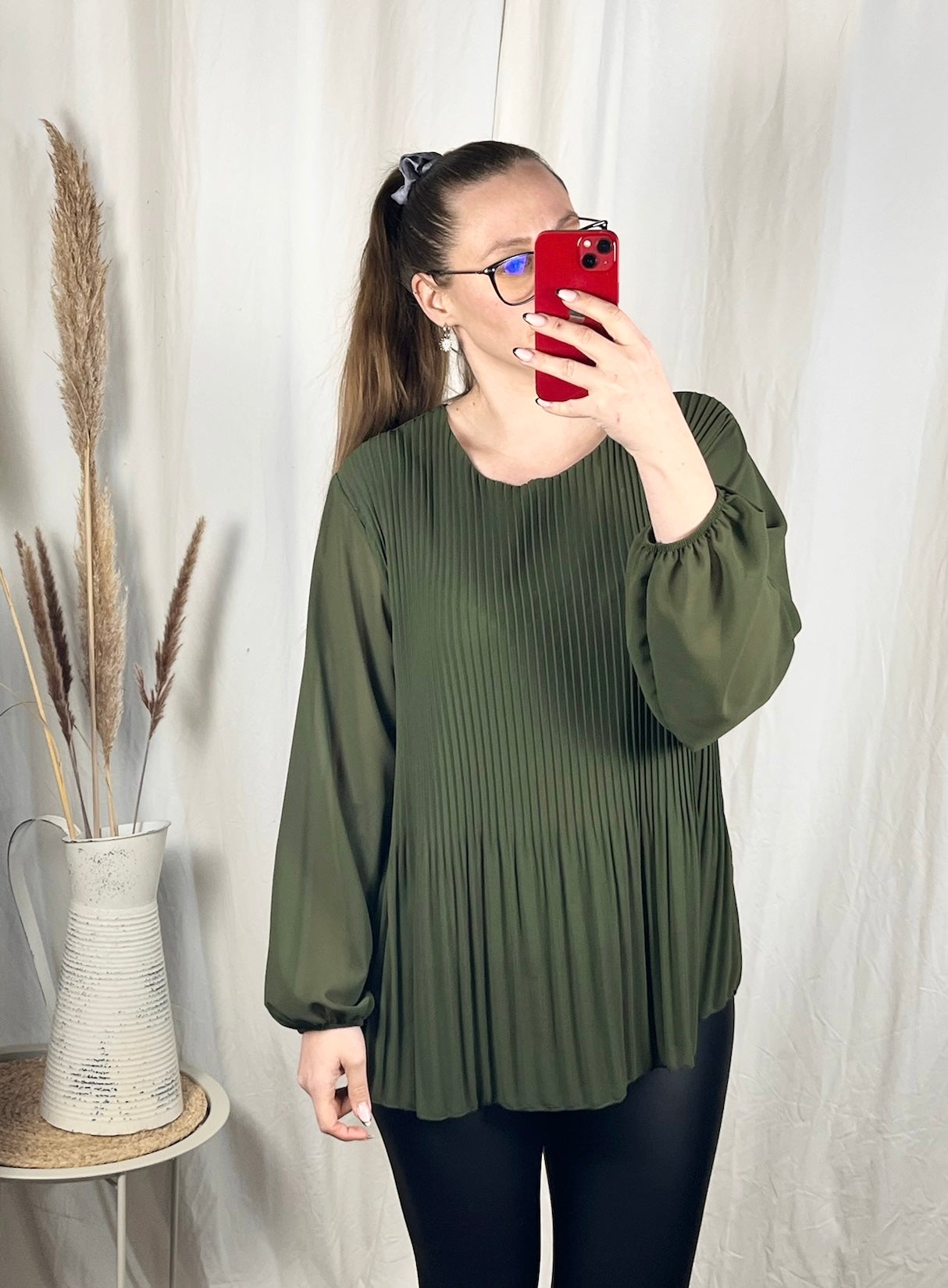 Plissee Bluse kurz (verschiedene Farben)