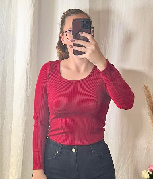 Basic Shirt glänzend in Rot