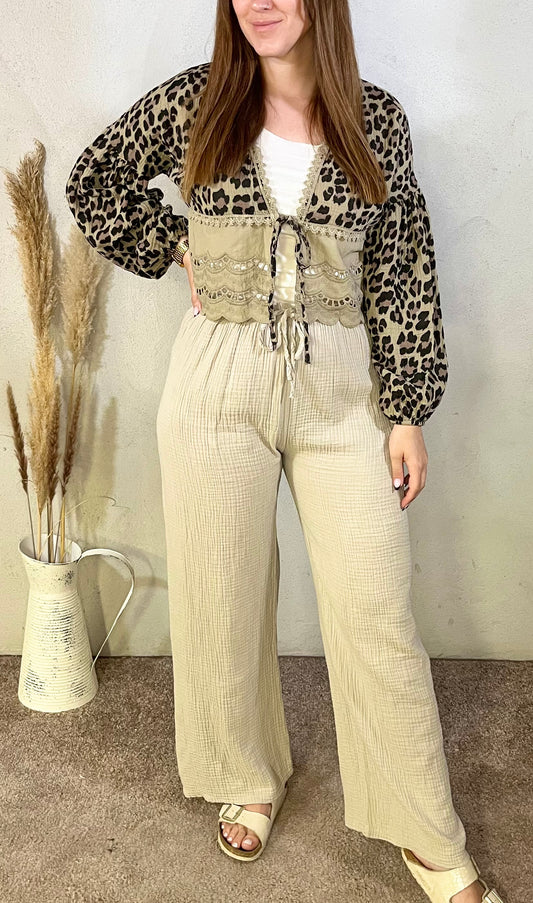 Musselin Hose in Beige