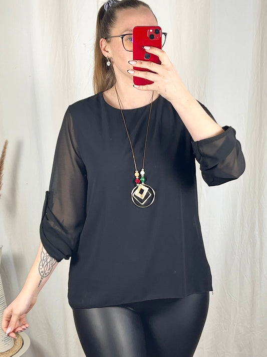 Plissee Bluse kurz (verschiedene Farben)