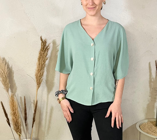Cardigan Bluse in Wassergrün
