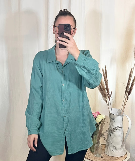 Oversize Musselin Bluse in Geldon